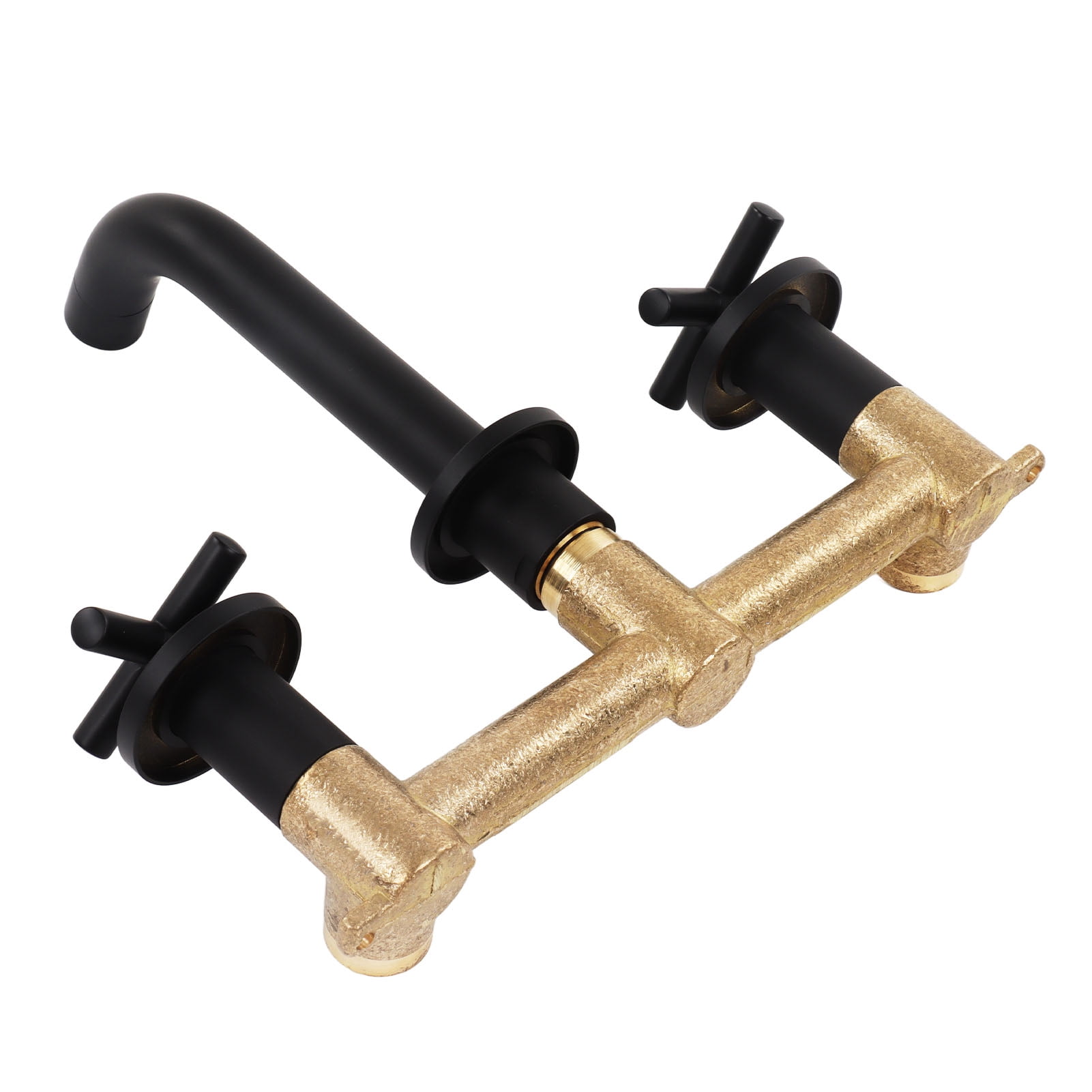 BIMZUC Wall Mounted Bathroom Sink Faucet Hot and Cold Water Mixer Tap Bathtub Faucet Internal and External Thread G1/2 Matte Black Solid Brass Construction (13.38 inches / 34.00 cm)