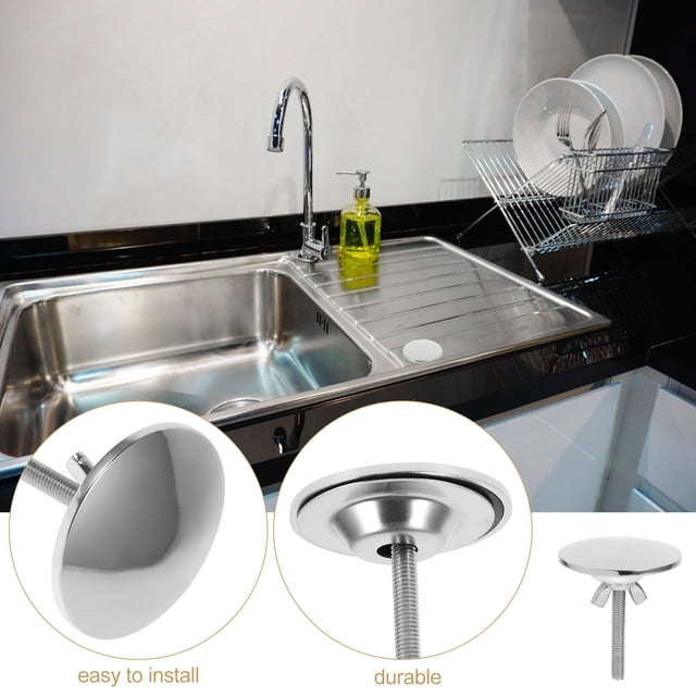 COMPUKAS Cubierta Para Agujero De Lavabo Y Fregadero Ideal Para Cocina En Plata Con Resistente Y Práctico