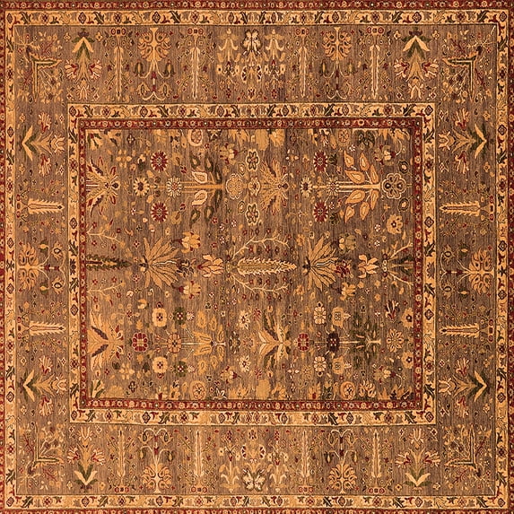 Ahgly Company Indoor Square Oriental Orange Industrial Area Rugs, 3' Square