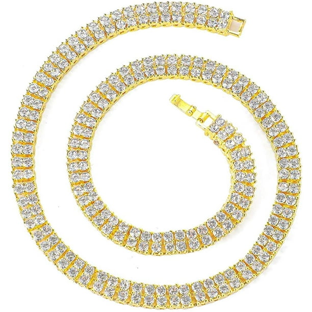 Hip Hop Men's 1 Row Bling CZ Paved Iced Out Tennis Link Chain Necklace