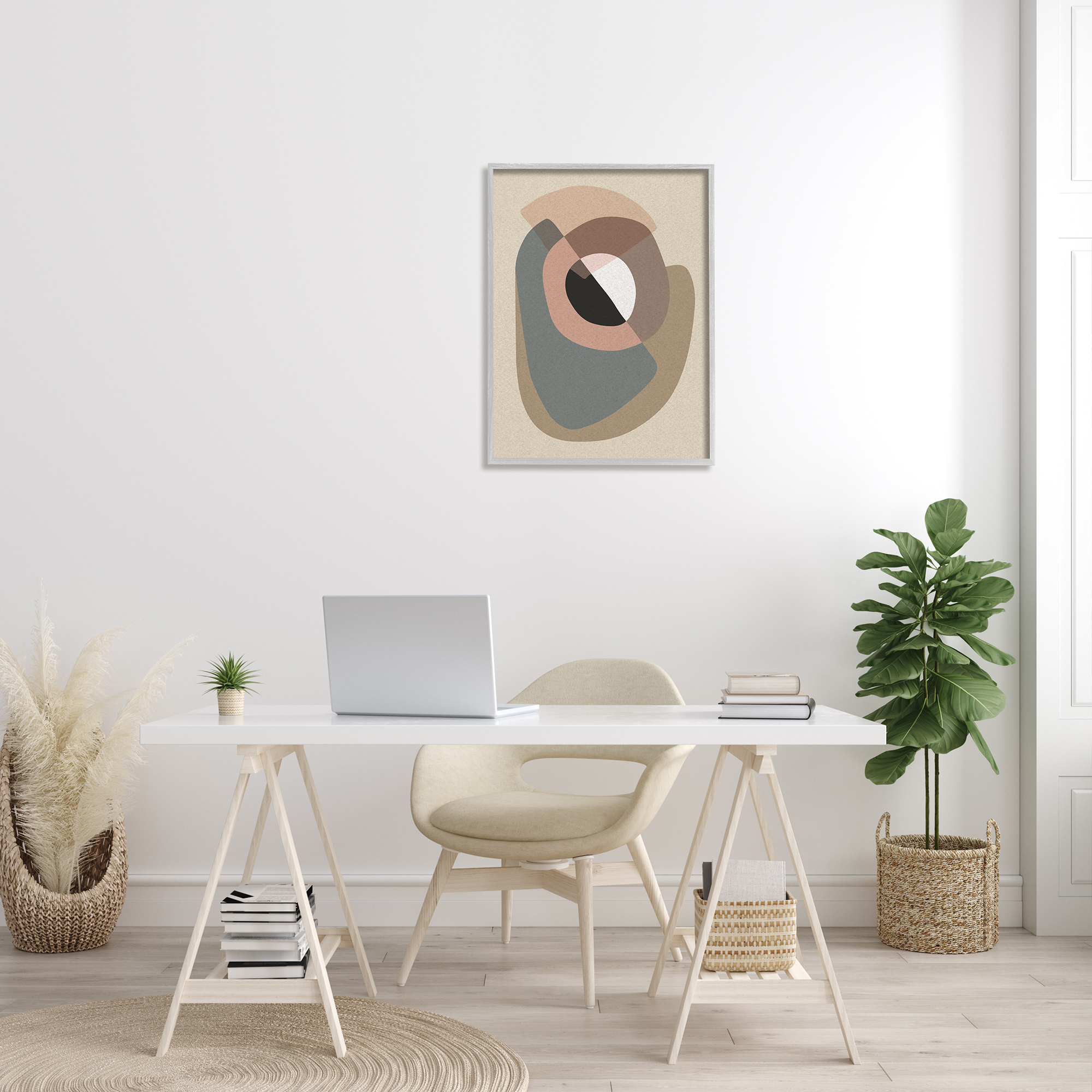 Stupell Indtries Boho Shapes Abstract Collage Pink Grey Brown Arrangement,24 x 30,Design by Design Fabrikken