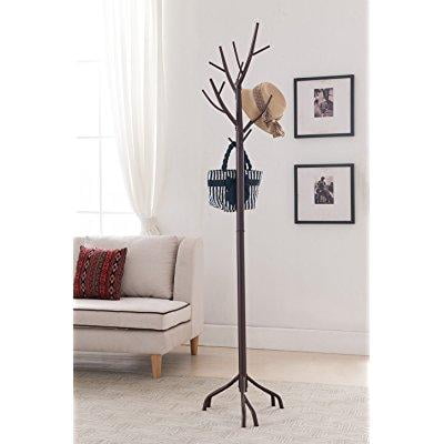 kings brand bronze finish metal hall tree coat & hat rack with branches