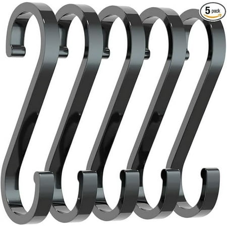 

5 Pcs Black S-Shaped Hooks Space Aluminum S Hook Multifunctional Hanging Hook Clasp Holder for Kitchen Bedroom Utility Hooks Industrial Hooks Hardware Home Storage Hooks