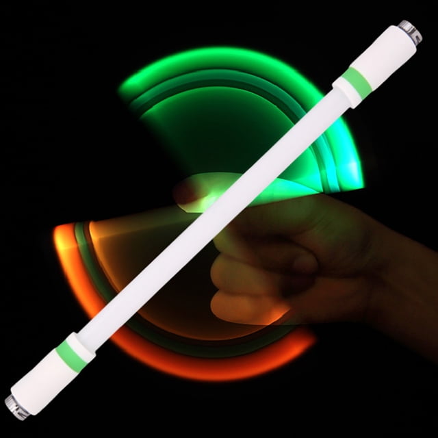 QIPOPIQ Cool Colorful Slow Flash Light Spinning Pen Luminous Pen Transparent Novice Pen Toy Storage Pack Green