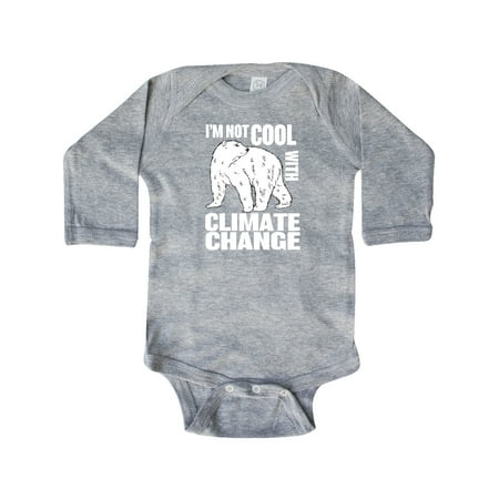 

Inktastic I m Not Cool with Climate Change Polar Bear Gift Baby Boy or Baby Girl Long Sleeve Bodysuit