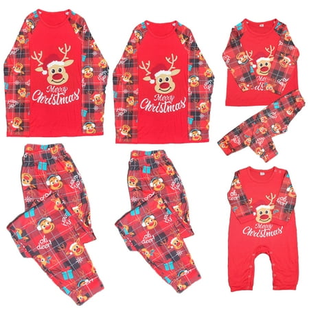 

Taqqpue Family Matching Christmas Pajamas Set for Family 2023 Cute Elk Printed Long Sleeve Shirts Tops with Elk Plaid Pants Jammies Sleepwear Loungewear Holiday Xmas PJS for Couples and Kids
