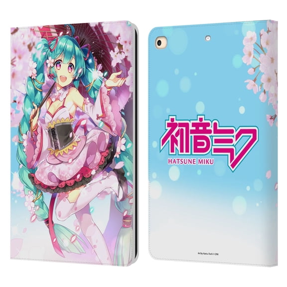 Head Case Designs Officially Licensed Hatsune Miku Graphics Sakura Leather Book Wallet Case Cover Compatible with Apple iPad 9.7 2017 / iPad 9.7 2018