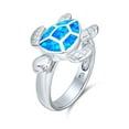 thumbnail image 2 of Bling Jewelry Womens Nautical Silver Ring with Iridescent Blue Opal Turtle Design Sterling, 2 of 6
