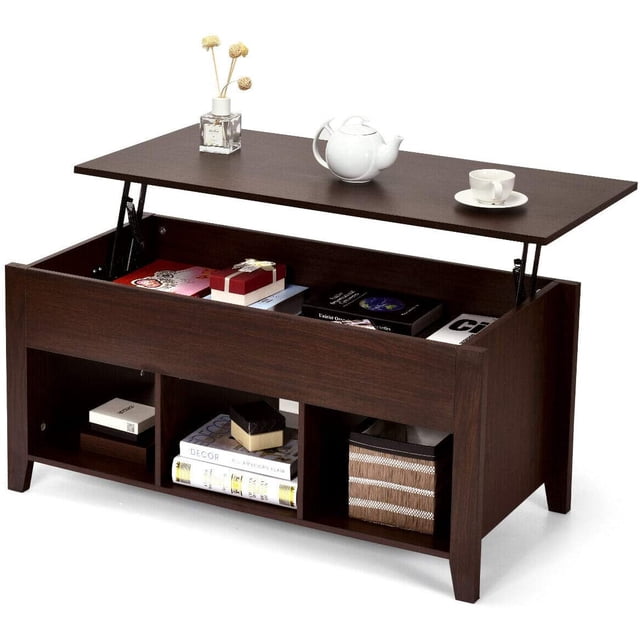 Giantex Table Basse à Plateau Relevable, Table Basse de Rangement Moderne en Bois pour Salon à la Maison avec Plateau Relevable