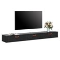thumbnail image 6 of Wampat Floating TV Stand for 80" TVs, Wall Mounted Media Console Entertainment Center with Cabinet, Floating TV Shelf for Living Room, Bedroom, Black, 6 of 10