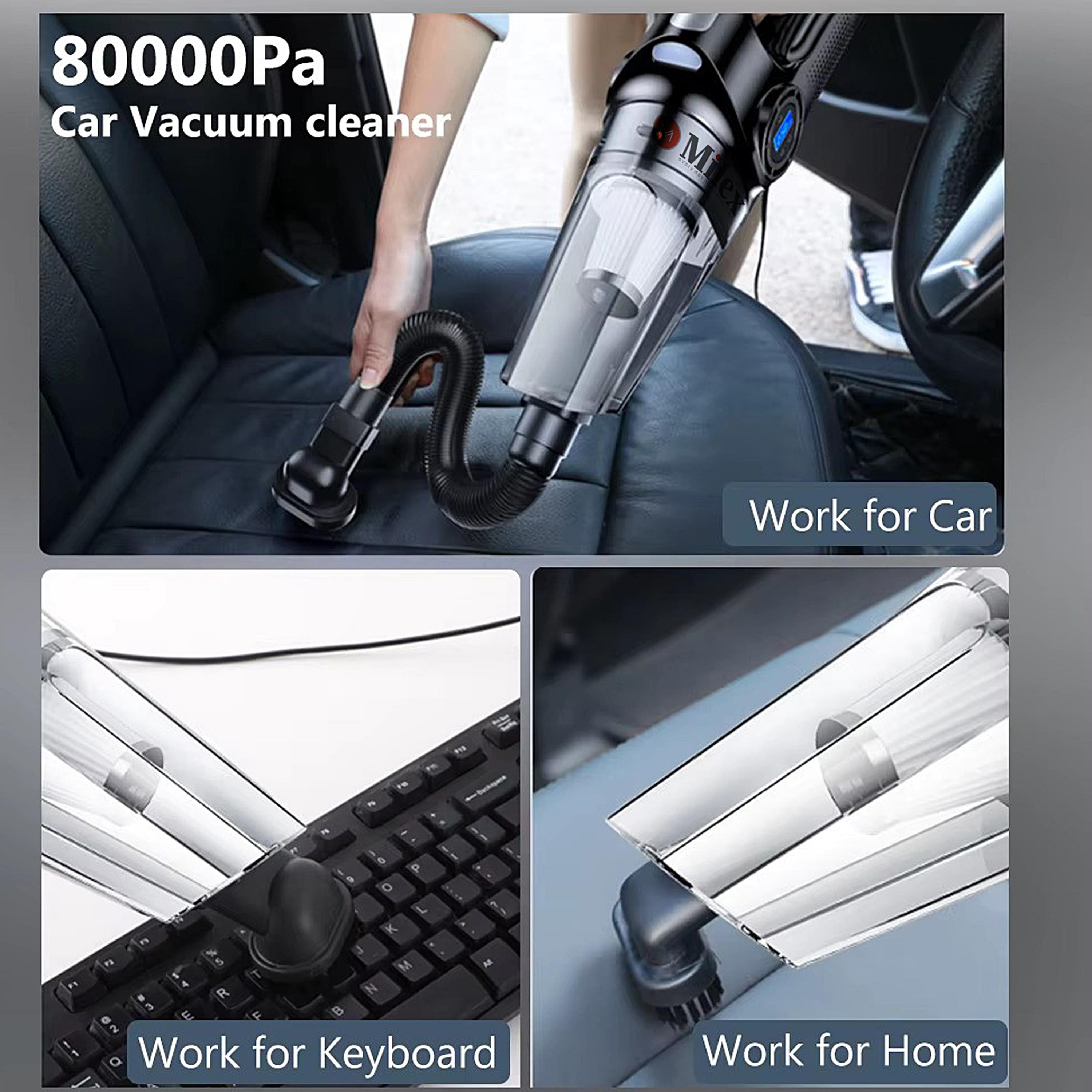 Milex Air O Vac 5-in-1 Wet & Dry Car Vacuum, Tire Inflator, LED Emergency Light, LCD Display, Portable Multi-Function Auto Tool