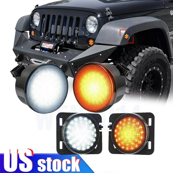 Front Smoke Lens LED Turn Signal   Fender Flare Side Light For Jeep Wrangler JK