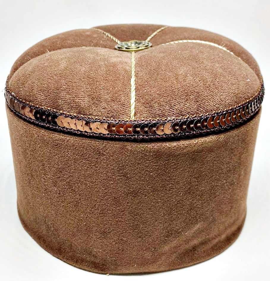 Allary Sewing Accessory Box with Pincushion Top, Brown