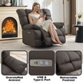 thumbnail image 6 of Pmango 2 Pack Pet-friendly Leather Recliner Chair Oversized, XXL Extra Wide Swivel Rocking Recliner, Nursery Single Sofa for Living Room, Electric Reclining, USB & Type-C Port, Chocolate Brown, 6 of 9