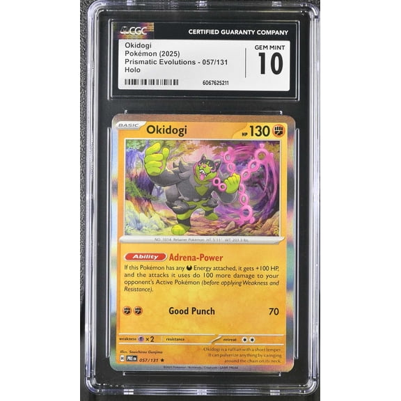 Graded 2025 Pokemon Prismatic Evolutions Okidogi Holo 057/131 CGC 10