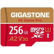 Gigastone 256GB Micro SD Card, 4K Game Pro, Nintendo Switch Compatible, A2 Run App, 4K Video Recording, Micro SDXC R/W up to 100/60MB/s