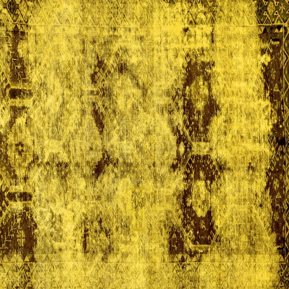 Ahgly Company Indoor Square Abstract Yellow Modern Area Rugs, 5' Square