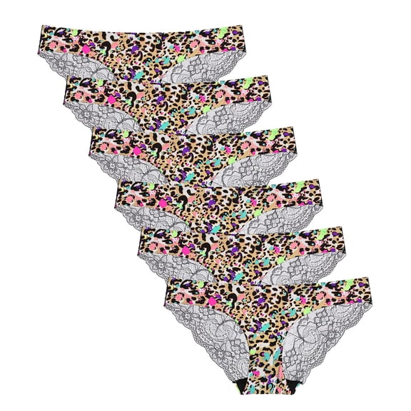 IROINNID Hipster Underwear For Women At Hip Ladies Low-Rise Leopard Lace Breathable Underpants Graphic Prints Panties,6PCS