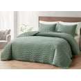thumbnail image 2 of Chezmoi Collection Destiny 3-Piece Sage King Size Quilt Set - Stone-Washed Soft Microfiber Lightweight Quilted Bedspread Coverlet Set for All Seasons Wavy Line Stitching, 2 of 9