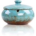 thumbnail image 1 of Ceramic Ashtray With Lids, Windproof, Cigarette Ashtray Indoor Or Outdoor Useash For Smokers(Blue), 1 of 3