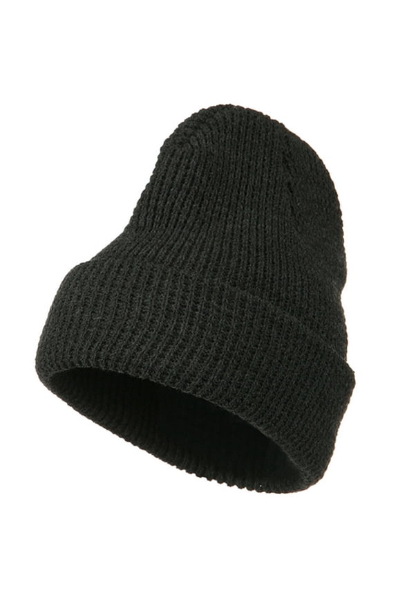 Big Stretch Waffle Stitch Cuff Beanie - Charcoal XL-3XL