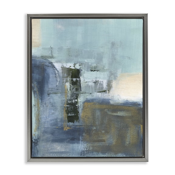 Stupell Industries Modern Blue Abstract Gray Floating Frame Canvas Art, 25 x 31, by Susan Jill