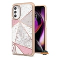 thumbnail image 2 of For Apple iPhone 15 Plus (6.7") Pattern Design Bling Glitter Shockproof Hybrid Soft TPU Frame and Hard PC Back Slim Phone Case Cover by Xpression - Marble Pink, 2 of 7
