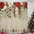 thumbnail image 3 of Christmas Red Poinsettia Shower Curtains for Bathroom, Winter Xmas Flowers Farmhouse Waterproof Fabric Shower Curtain, Decorative Bathroom Curtain for Bathtub, 72"x84", No Hooks Included, 3 of 9
