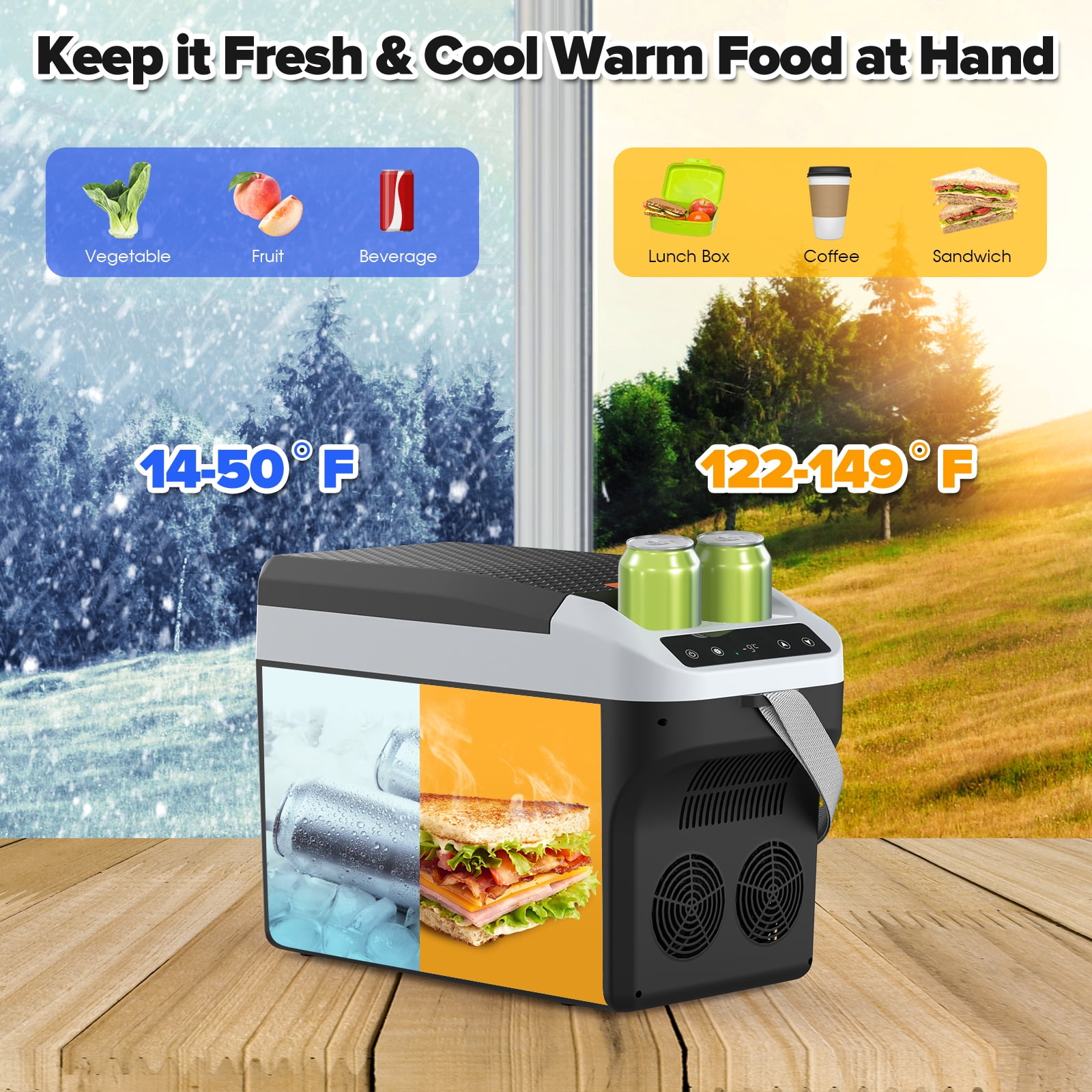 Advwin 23QT Electric Cooler & Warmer, Portable 12V Car Refrigerator Plug-in Coolers for Vehicles, Camping, Travel, RV, Black