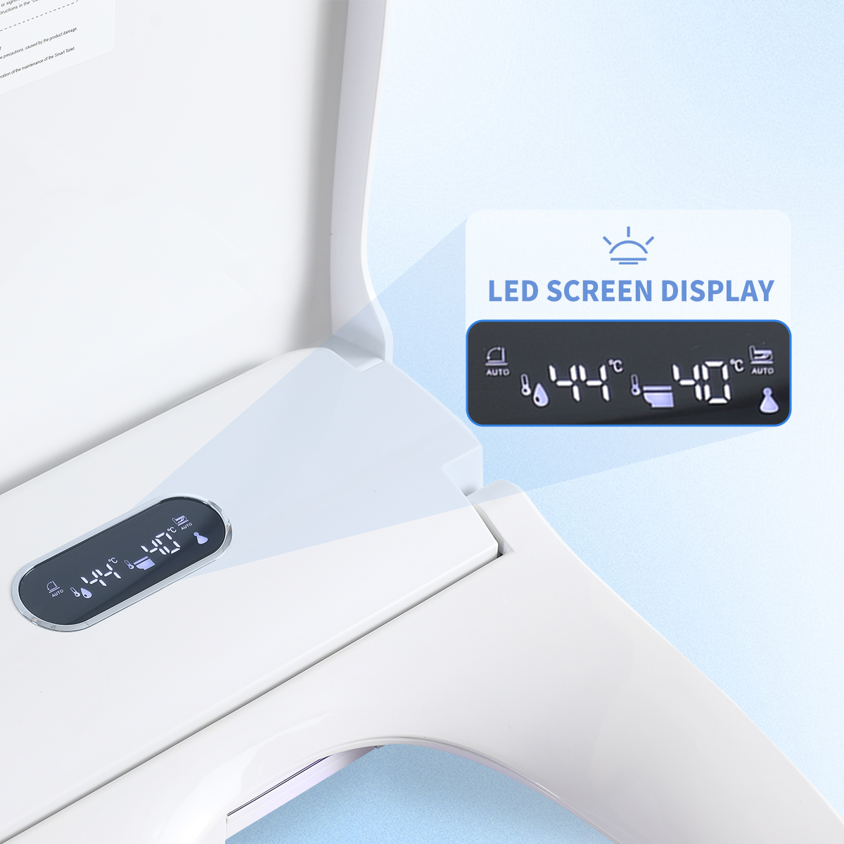AVAXA Smart Bidet Toilet Seat, Self-Cleaning Nozzle for Rear&Feminine&Massage wash, Adjustable Water & Seat Temperature, Remote, Night Light & LED Displays