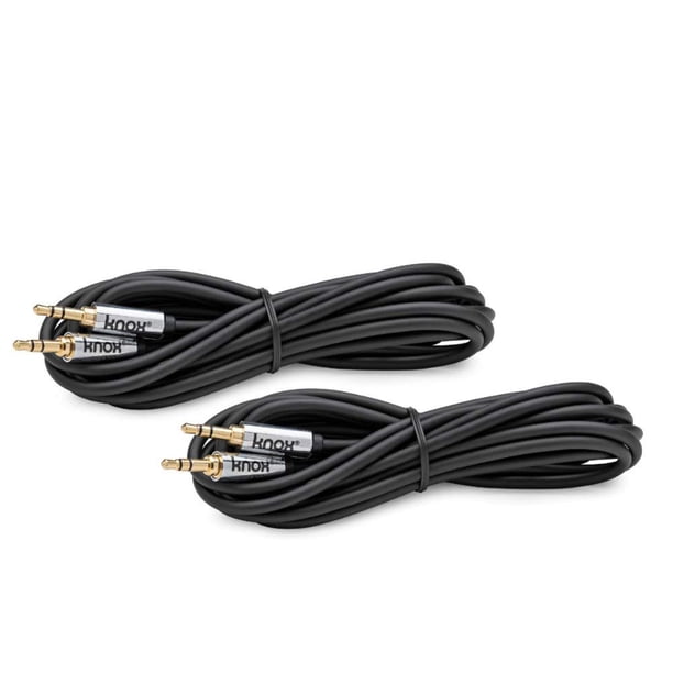 Cable auxiliar estéreo Knox Gear Slim de 3,5 mm macho a macho, 3 m, paquete de 2