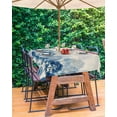 thumbnail image 3 of Fsddascl Navy Blue Forest Outdoor Tablecloth - 60x120 Inch Rectangle Dining Table Cover, Rustic Botanical Tree Scenery Beige Waterproof Outdoor Table Cloth with Umbrella Hole & Zipper for Patio, 3 of 7