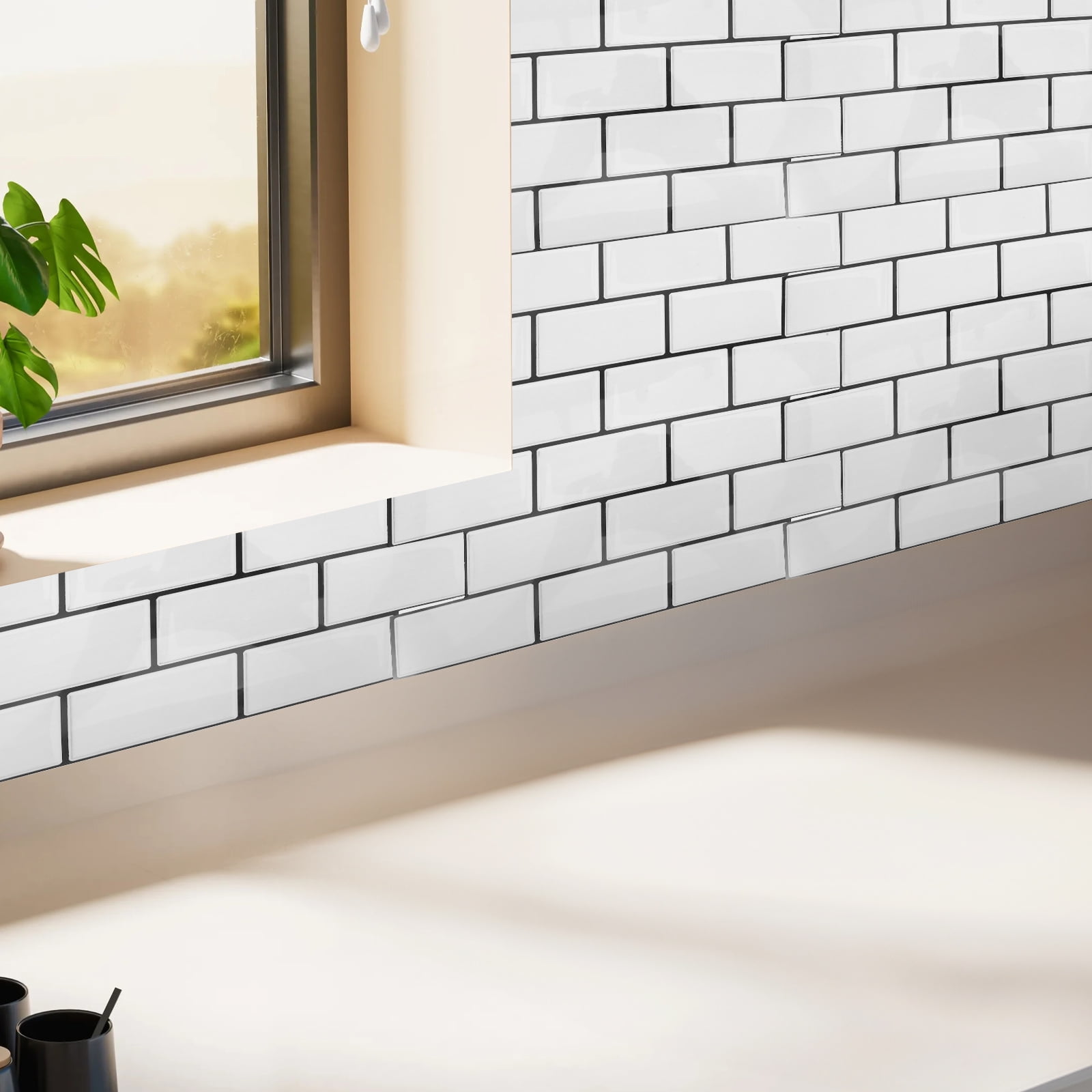 ELAYARD 6-Pack Peel & Stick Backsplash Tiles for Kitchen & Bathroom, Oil-Resistant Wall Decals, Easy to Install and
