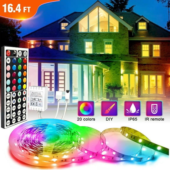 Led Lights for Bedroom 16.4ft,5050 Led Light Strips with Remote and Power Supply for Bedroom, Room, Kitchen, Decoration