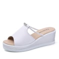 thumbnail image 1 of Chanclas de verano 2020 para mujer, sandalias con plataforma, zapatos de mujer, sandalias blancas de tacón medio con punta abierta, sandalias caladas, zapatos 39 Gao Jinjia LED, 1 of 2