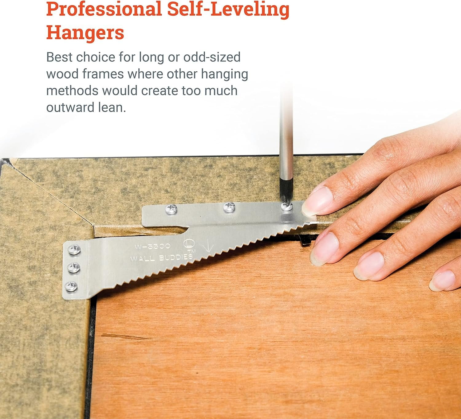 Picture Hang Solutions 60-lb Capacity Self-Leveling Wall Hangers - Complete Wall Buddies Kit for Wood Frames 5 Sets Per pack