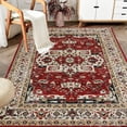 thumbnail image 2 of Yoneston 6' x 9' Vintage Bohemia Area Rug Machine Washable Bedroom Rug Soft Non-Slip with Printed Kitchen Mat for Living Room Playroom Dining Room Decoration, Red, 2 of 6