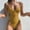 Yellow, variant on Fartey One Piece Swimsuit for Women 2025 Slimming Tummy Control Bathing Suit Summer Backless Athletic Swimwear Fashion Solid Color Strappy Swimwear Beachwear Blue S-XL