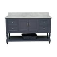 thumbnail image 2 of KBC Beverly 60" Wood Single Bathroom Vanity w/ Carrara Stone in Marine Gray, 2 of 7