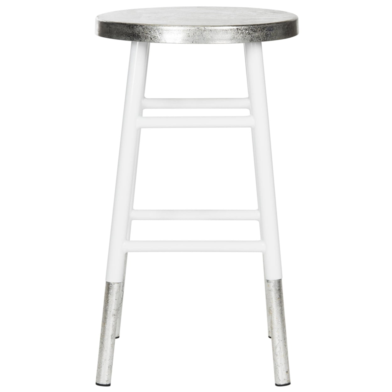 SAFAVIEH Kenzie Iron Silver Dipped 24" Counterstool, White