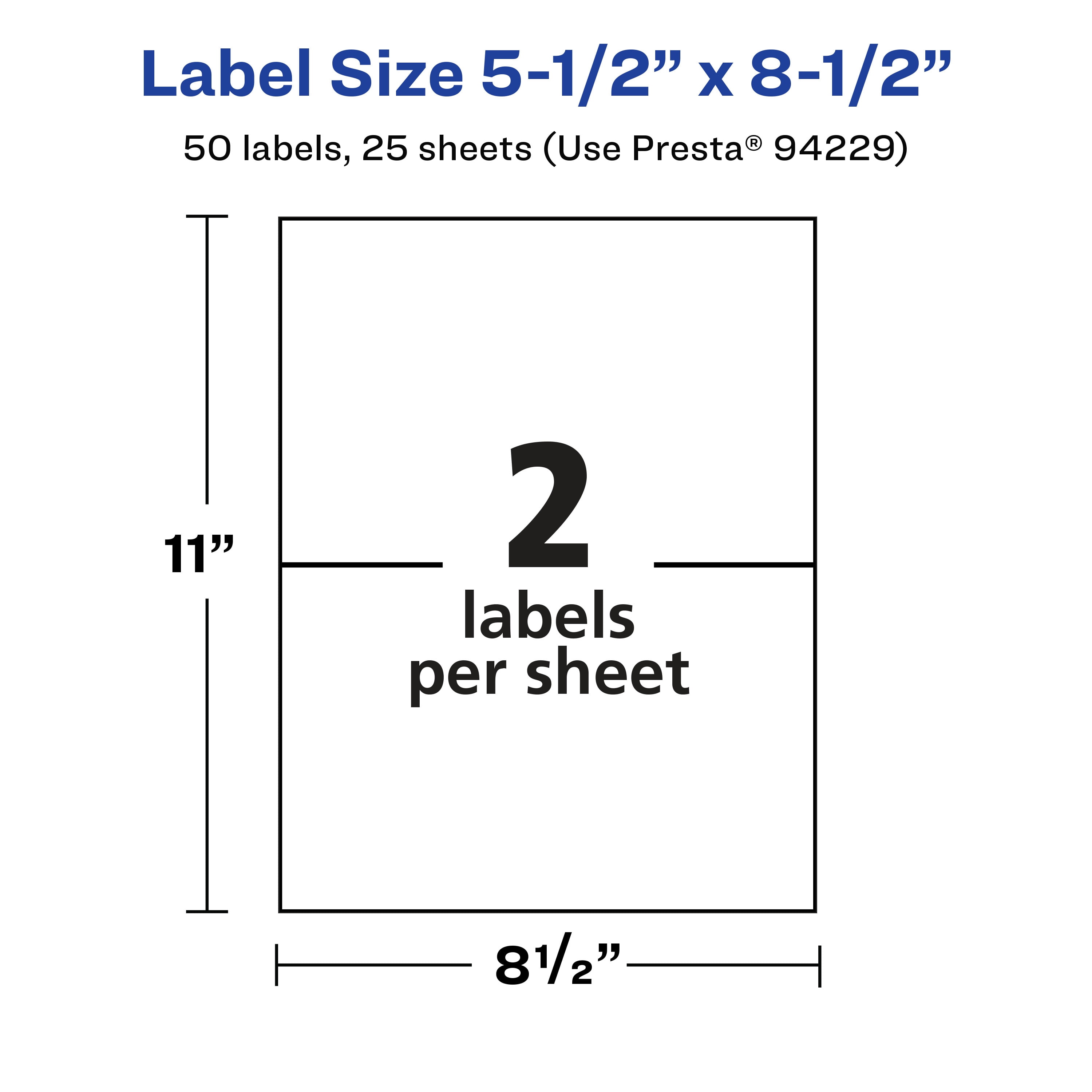 Avery Glossy Clear Rectangle Labels, 5.5" x 8.5", 50 Labels