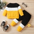 thumbnail image 4 of Newborn Baby Boy Clothes Baby Boy 2PCS Outfits Long Sleeve Round Neckline Tops Pants Set Baby Boy Fall Winter Clothes Yellow 3-6 Months, 4 of 7
