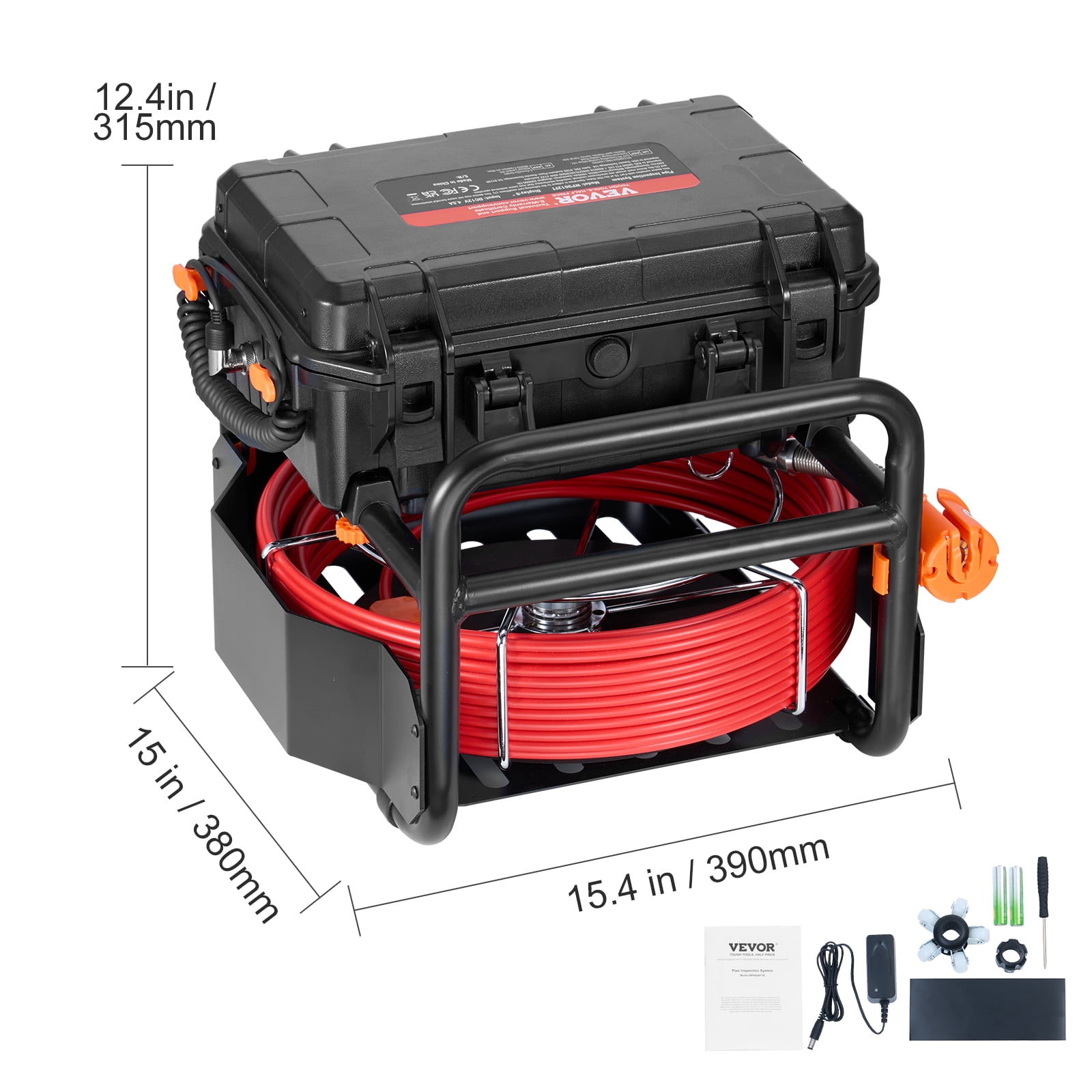 VEVOR Sewer Camera, 165 ft/50m, Self-Leveling Drain Camera with 512Hz Transmitter, Distance Counter, 9" Screen 1080P HD Snake Plumbing Camera with Lights-12 LED & 32GB Card for Duct Pipe