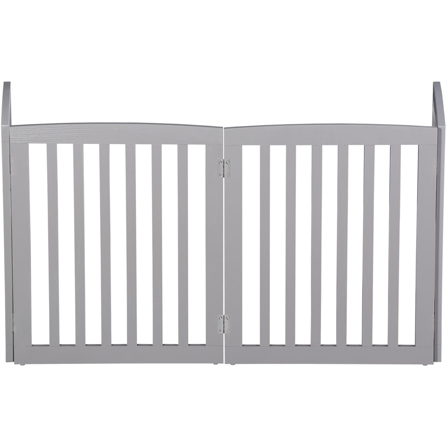 ZENY Entryway Indoor Wood Foldable Pet Gate Fence 4 Panels, Gray