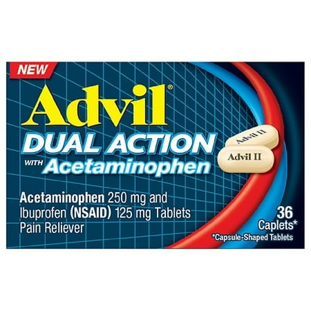 Advil Dual Action Acetaminophen 250mg + Ibuprofen 125mg (Pack of 24)