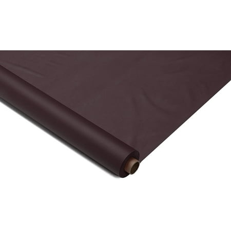 

Exquisite 100 ft. x 40 in. Brown Plastic Tablecloth Rolls - Disposable Plastic Table Cover Rolls