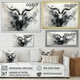 thumbnail image 4 of Designart "Black & White Ibex Minimalism I" Animals Antelope Canvas Art Print, 4 of 7