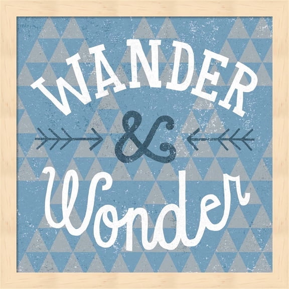 Metaverse Michael Mullan 'Mod Triangles Wander and Wonder Blue' Framed Art - Multi