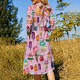 thumbnail image 2 of Ice-Cream Pattern Sweetheart Knot Flared Dress Fashion Design Large Size Loose Dress Summer Ice Icecream Ice Cream Sundae, 2 of 4