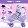 thumbnail image 2 of Kids Roller Skates Adjustable Adjustable Flashing Wheel ABEC Bearing Triple Protection for Outdoor Indoor Adjustable Roller Skates Kids Purple,L, 2 of 7